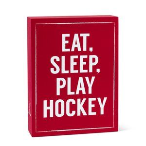“Eat, Sleep, Hockey” Wooden Lettering Block